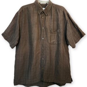 Mens Washable Linen Blend Button Down Size Large